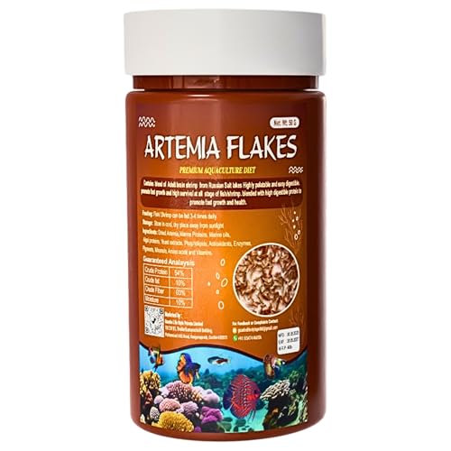 Maf Imported Artemia Flakes 55 Gram(50 G + Extra 10% Free) Fish Feed For All Types Of Marine And Fresh Water Fishes,All Life Stages