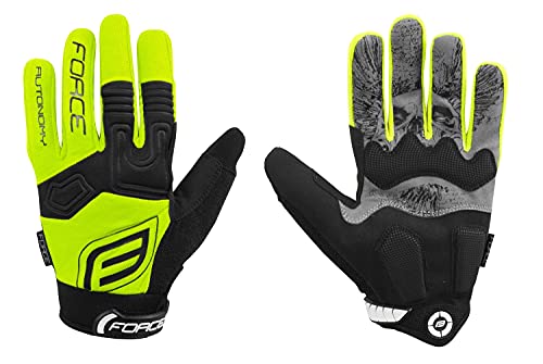 Force Bicicleta Guante Autonomy, Largo Dedo Guantes, Gel Grip Guante, Gelb-Fluo