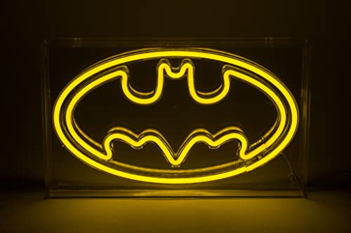 Image of Silver Buffalo DC Comics Batman Logo Symbol USB Powered Neon Light Box, 12 x 7 Inches