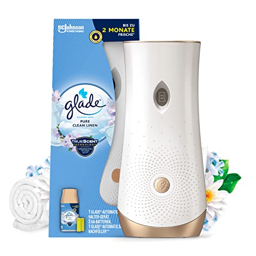 Glade (Brise) Automatic Spray, Starter inkl. Nachfüller, Lufterfrischer, Lang Anhaltender Geruchsentferner, Duftspray für Zuhause, Pure Clean Linen (Cotton), 269 ml