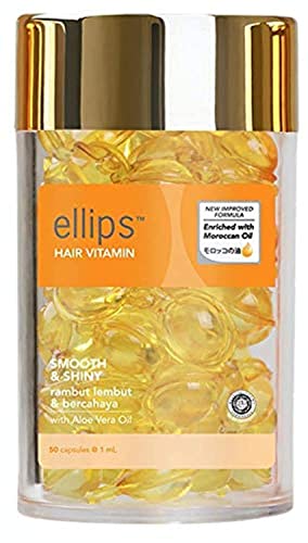 Ellips Hair Vitamins No Need to Rinse – with Argan Macadamia Avocado Oils – Vitamins A C E Pro Vitamin B5 – Best Hair Oil Conditioner for All Hair 50 Capsules (Yellow)