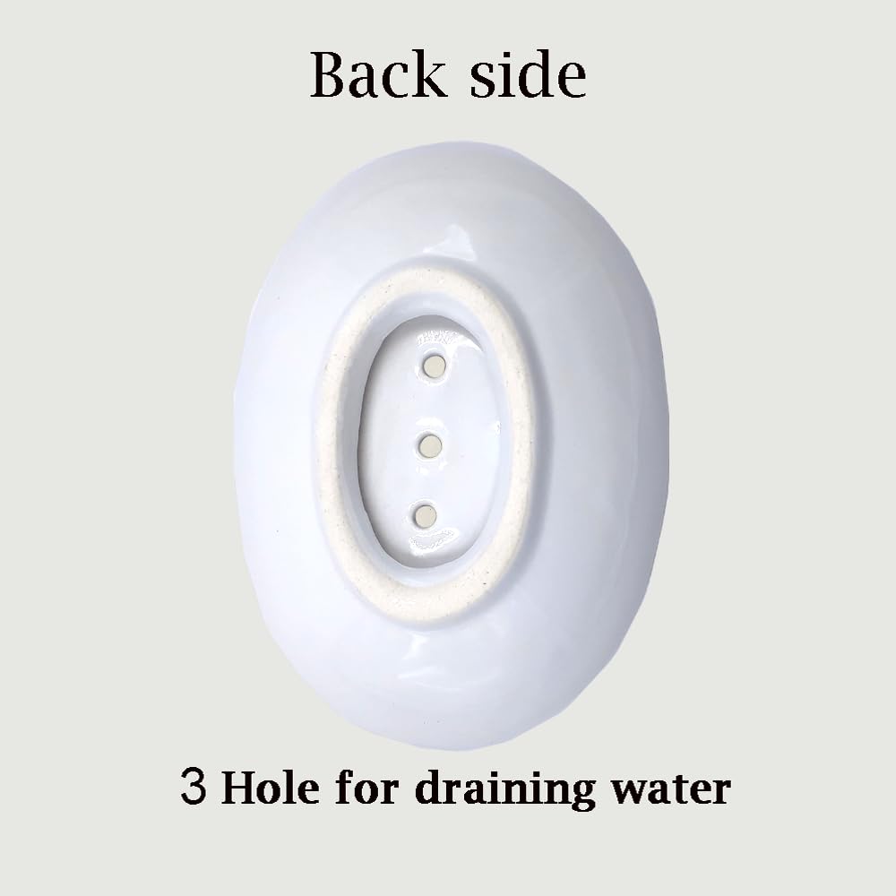 LOOKS FIRST Soap Dish, Soap Holder Self Draining Oval Shape White Ceramic Draining Soap Dish for Bathroom Shower, Easy to Clean Keeps Soap Dry Soap Case for Shower, Bathroom, Kitchen, White - Image 6 thumbnail