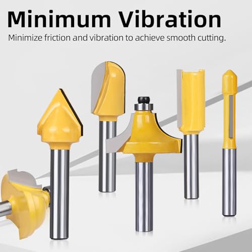 8MILELAKE Tungsten Carbide Tip Router Bits 35pcs Router Bit Set 1/4" Shank for Woodworking