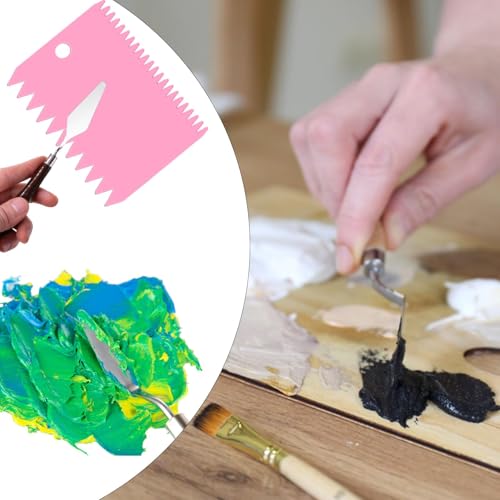 CONJURAIDE 13 Stück Spachtel Acrylmalerei, 7 Palette Messer und 6 AbstreifermesserAcryl Palettenmesser Acryl Strukturpaste Spachtel Set Acrylmalerei Zubehör Künstlerbedarf für Acrylmalerei Ölgemälde