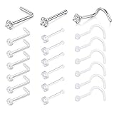 D.Bella 18G 21pcs Nose Rings Clear Acrylic Nose Rings Bioflex Studs Screw Retainer Body Piercing Jewelry for Men Women