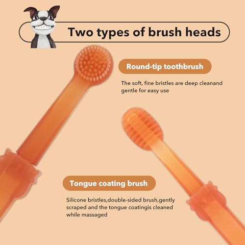 Image of Dog Tooth Brushing Kit 360Silicone Dog Toothbrush with Storage Cup,Deep Clean for Toothbrush for Dogs Small Breed,Deep Clean for Toothbrush for Dogs Cat (A-2PCS)