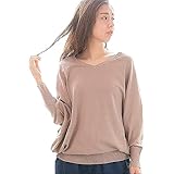 [サコイユ] 9カラー ドルマン 綿100％ ニット M～5L Vネック トップス ゆったり セーター 春 秋 冬 レディース (M-L, グレーベージュ)