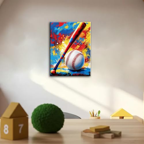 Image of Frimeeme Graffiti Baseball Canvas Wall Art,12 inchX16 inch Framed