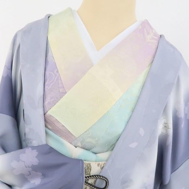 Amazon.co.jp: 桜 鳥獣戯画 ロング丈 着物 紐付き 仕付け糸付 長
