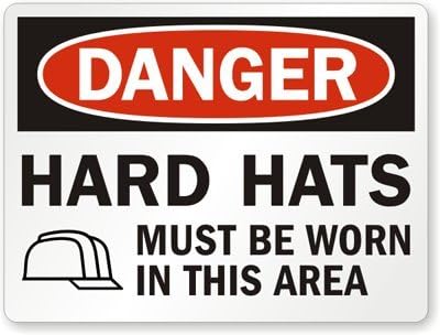 Smartsign S-7153-AL-18x24 "Danger: Hard Hats Must be Worn in This Area" with Graphic Aluminum Sign, 18" x 24"