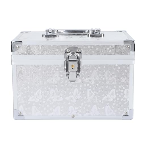 Image of Portable Silver Pedicure Storage Box - 9.44X6.29X6.29 Inch Handheld Organizer for Manicure Tools, Beauty Supplies, and Travel