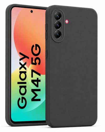 Image of FIRST MART Silicone Back Cover for Samsung Galaxy M47 | Matte Black Anti-Slip Grip Case, Precise Cutouts, Scratch Resistant, Slim Fit | Pack of 1