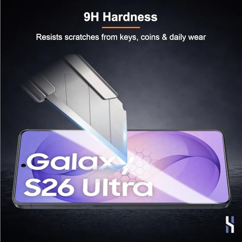 Image of Tempered Glass for Samsung Galaxy S26 Ultra - Military Grade 9H Screen Guard, Anti-Scratch, Shatterproof, Edge-to-Edge Full Coverage - Black Border