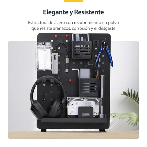 Tablero perforado de sobremesa negro compatible con mesas de 9 a 60mm de espesor 5