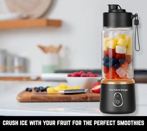 Image of Portable Glass Blender Cup, 500ml Electric USB Mini Juicer Blender for Shakes and Smoothies, 12 Stainless Steel Blades, Rechargeable Lightweight Travel & Gym Mixer (Blue)