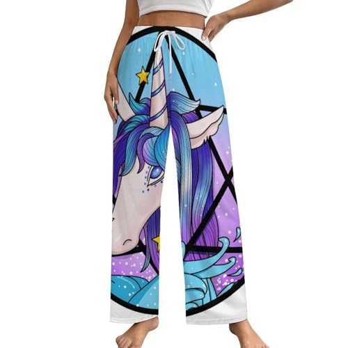 Pantalon de pyjama licorne pour femme avec poches taille S