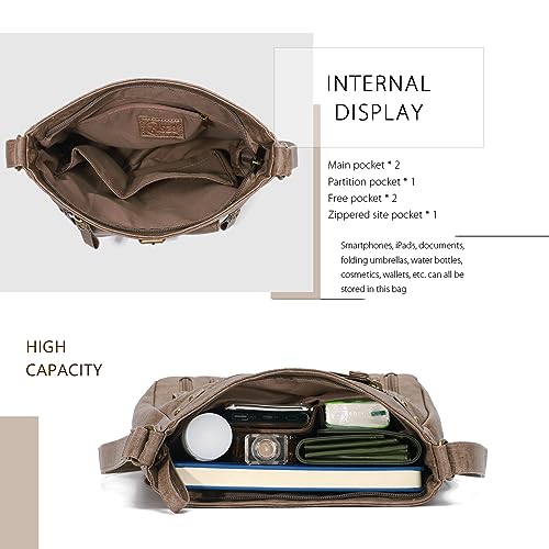 Image of Crossbody Bags for Women Medium PU Leather Multi Pocket Shoulder Purses