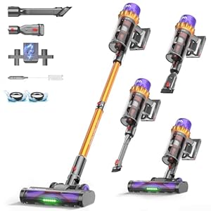 AlloyMove Cordless Vacuum Cleaner, 80Min/50Kpa/550W Vacuum Cleaner for Home, Rechargeable Stick Vacuum Cleaners with Wall-Mount Charging Station&Anti-Tangle, Lightweight Vacuum for Pet Hair/Carpet A05