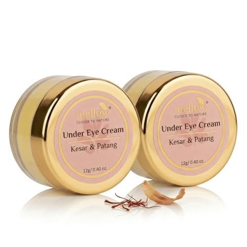 Image of Mellow Under Eye Cream for Dark Circles & Puffiness (2 x 12gm) | Hydrating, Lightweight Daily Eye Care, for hollow eyes | Daily Eye Care for Smooth, Fresh-Looking Eyes, Fine Lines | Kesar & Patang | Ayurvedic Formula | Best for Men & Women | 94% Users Saw the result