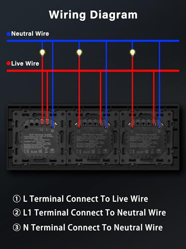 BSEED Doppel Smart Lichtschalter mit WIFI Dimmer Schalter,LED Dimmschalter Unterputz,Kompatibel mit Alexa&Google Home,Smart Zeitpläne,1 Fach 1 Weg Wlan Wandschalter Schwarz(Neutralleiter Erforderlich)