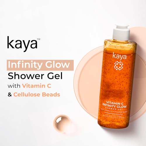 Image of Kaya Vitamin C Infinity Glow Shower Gel | Dermatologist-Developed with 22 Years of Expertise | Brightening & Antioxidant Body Wash with Ascomate-C & Cellulose Beads | Radiant Glow, Gentle Daily Cleanse | For All Skin Types | 240 ml