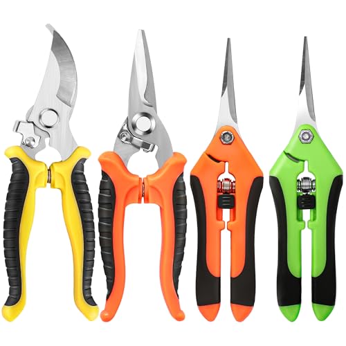 4 Pack Garden Pruning Shears, Stainless Steel Shears, Scissors, Clippers, Pruning Snips for Gardening Tools (4PCS Yellow Orange Green) 1 4 Pack Garden Pruning Shears, Stainless Steel Shears, Scissors, Clippers, Pruning Snips for Gardening Tools (4PCS Yellow Orange Green)