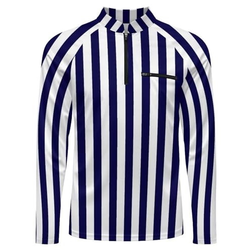 Dark Blue and White Stripes Men's Sun Protection Shirts UV SPF UPF 50+ Long Sleeve Rash Guard Lightweight4