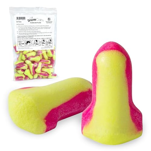 BSSAA Snore Calm Foam Ear Plugs for Sleeping | 30 Pairs of 35 dB Soft Noise Cancelling Ear Plugs Ideal for Snoring Travel and Studying - Product by British Snoring & Sleep Apnoea Association