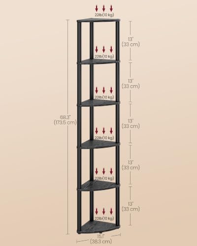 Image of VASAGLE Superfast Toolless Assembly 6-Tier Corner Shelf