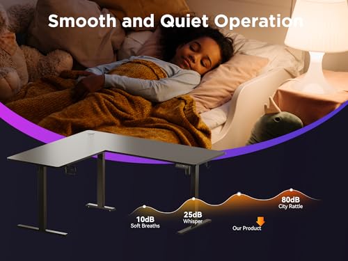 Image of WALKINGDESK 63x55 Inches Reversible L Shaped Standing Desk, Height Adjustable With Cup Holder, Electric Corner Computer Workstation, Sit Stand up Home Office, Standing Desk with Cable Management Black
