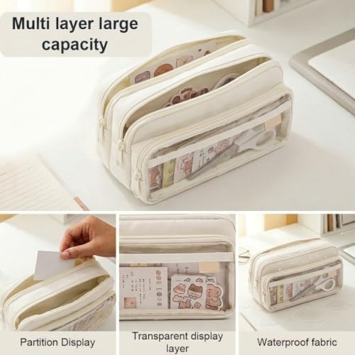 Image of Zibuyu Large Capacity Pencil case with 4 compartments Pencil Pouch for Girl