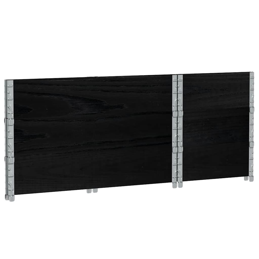 Ramki na palety, 3 szt., czarne, lite drewno sosnowe, 100 x 50 x 60,5 cm, możliwość układania w stos, z ocynkowanymi zawiasami, do magazynu, logistyki, transportu i zabezpieczenia ładunku