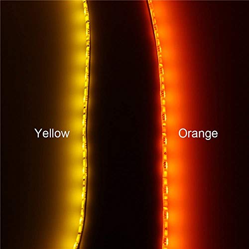 Image of ALITOVE Orange LED Strip Lights 16.4ft 5050 SMD Black PCB 5M 300 LEDs Waterproof IP65 12V DC for Home Hotels Clubs Shopping malls Cars Lighting