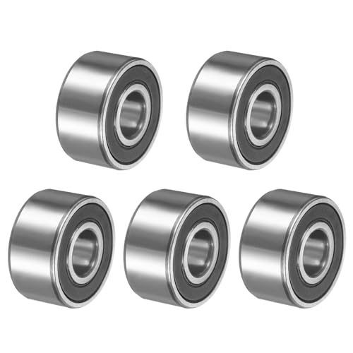 sourcing map 5Pcs 3201-2RS/5201-2RS Double Row Sealed Angular Contact Ball Bearing, 12 x 32 x 15.9mm Ball Bearings for Electric Motor, Pumps, Compressors, Agricultural Machinery