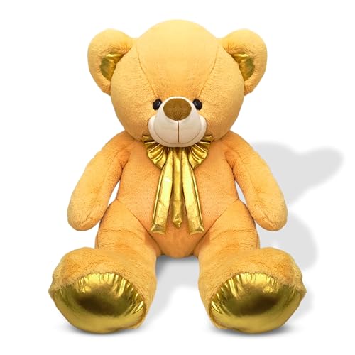 Image of SARO Soft Cute Huggable Teddy Bear with Golden Foot 52 cm | Colour Soft Toy for Girls Boys Kids Baby | Best Gift for Valentines, Birthday, Anniversary (Golden 52Cm Hight)