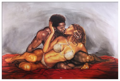 Kiss by WAK Kevin A. Williams 24x36 Black Art Print Poster African-American
