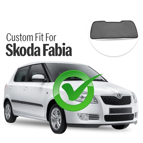 Image of Autofact Dicky Curtain for Fabia | Custom Fit Rear Windshield Sunshade | Foldable Mesh | Privacy & Cooling Car Accessory | Car Rear Sun Shade Heat Reduction UV Block Easy Install Durable Black Mesh