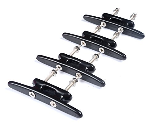 Mxeol Black Boat Cleat 4 Inch Dock Cleats Rope Tie Down Nylon For Kayak Marine Pier Nautical Décor Include Installation Fasteners 4 Packs #TOP1