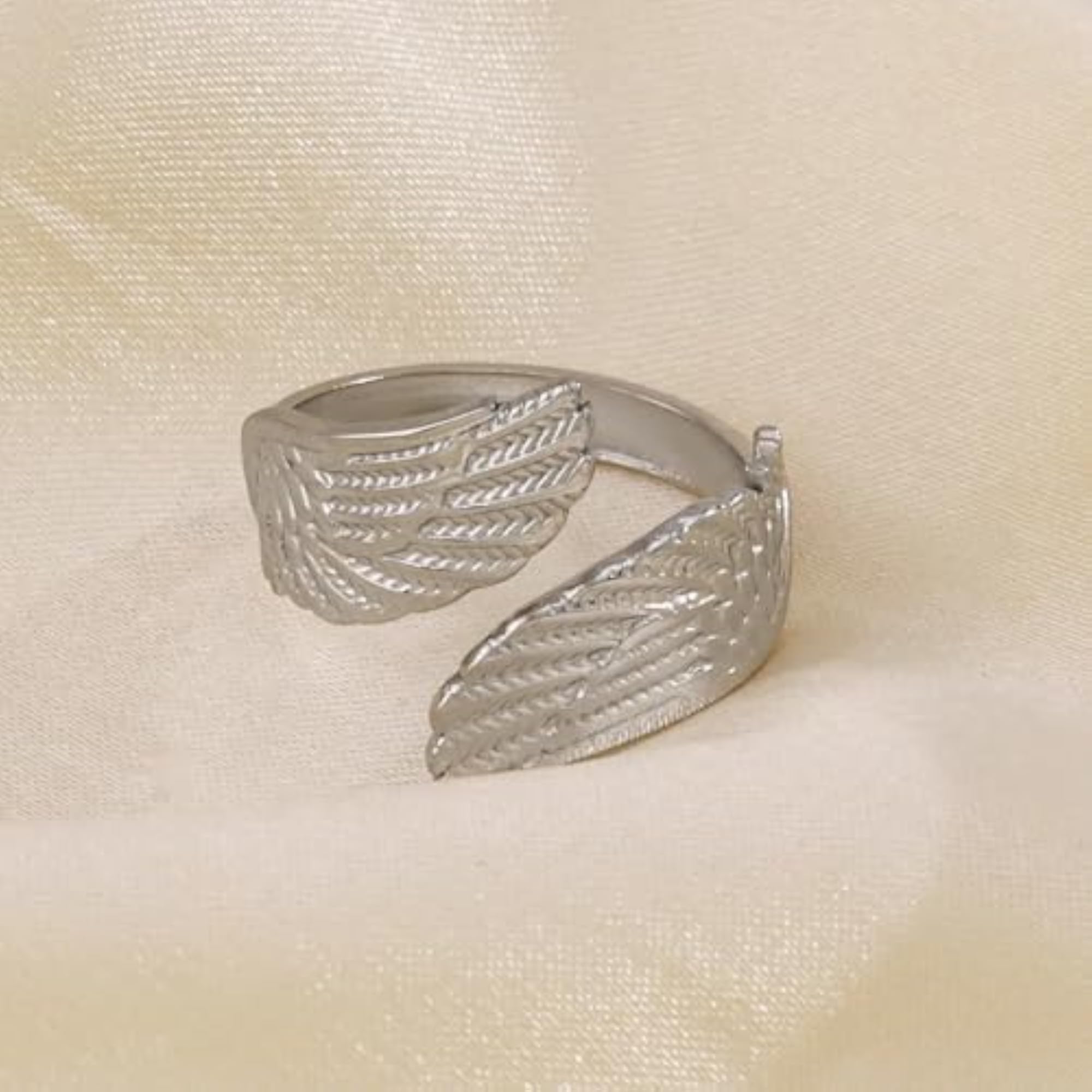 Angel Wing Adjustable Silver Ring for Women, Stylish Gift