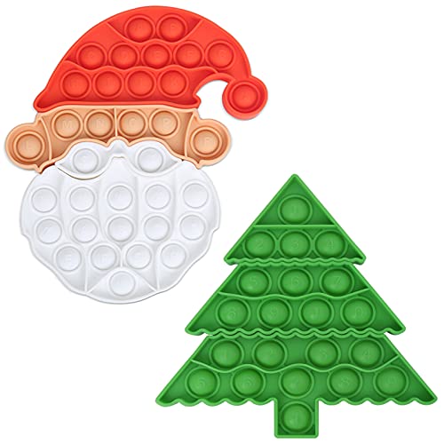 Feligio Pop it Fidget Toy Set,2 Pezzi Push Bubble Fidget Giocattolo sensoriale，Gioco Antistress Rilassante per Adulti e Bambini (Babbo Natale...