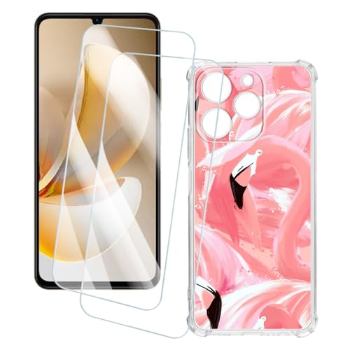 OAGELIM 2�Z�b�g �X�N���[���v���e�N�^�[ + �P�[�X OPPO Realme Note 70T 4G (6.74 �C���`) �Ƃ̌݊������� �A�[�e�B�X�e�B�b�N�J�X�^���v�����g�J�o�[�Ƌ����K���X�t�B���� �X�N���b�`�h�~ (�t���~���S)