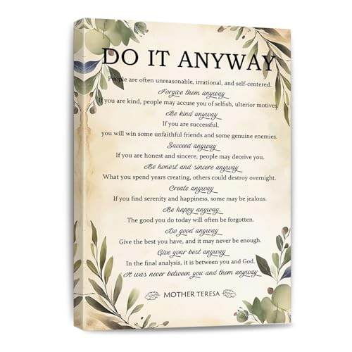 Do It Anyway Quote Canvas Wall Art Inspirational Painting Motivational Poster Print Positive Office Home Decor Framed Gift 16 * 24 Inch
