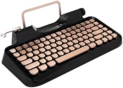 Andana Rymek Typewriter Style Mechanical Wired & Wireless Keyboard with Tablet Stand, Bluetooth Connection (Gold)