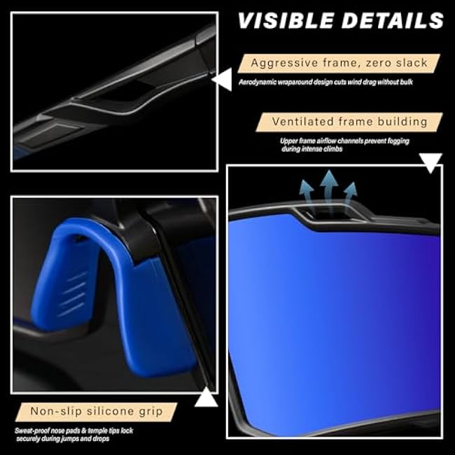 Polarized Sport Sunglasses Men Cycling Driving Fishing UV Protection Sun Glasses Lightweight Big Frame Mountain Bike Goggles