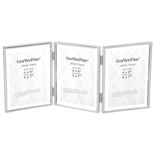 GorYeeFine 5x7 Triple Floating Frame,Metal Narrow Design, Silver