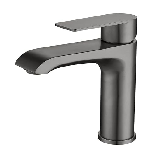 LenEurest Grifo Lavabo, Grifo de Lavabo con Bonito diseño,Grifo de baño para Agua fría y Caliente,Gris Cover