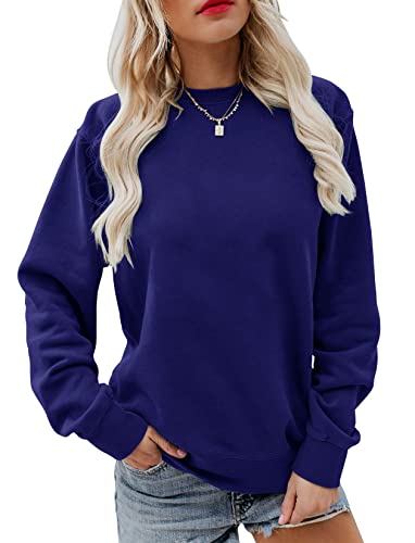 Image of Women's Fall Long Sleeve Pullover Tops Casual Round Neck Sweatshirt