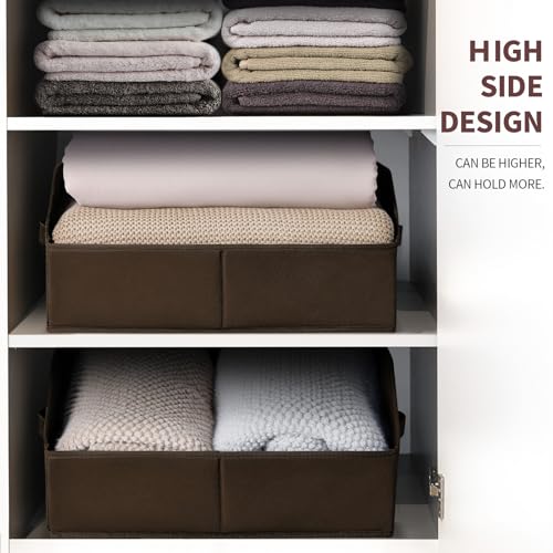 Image of Homsorout Clothes Organizers and Storage - Fabric Cube Bins with Handles, Storage Baskets for Shelves, Trapezoid Collapsible Boxes for Home, Dorm, Office, 10 Pack, Brown