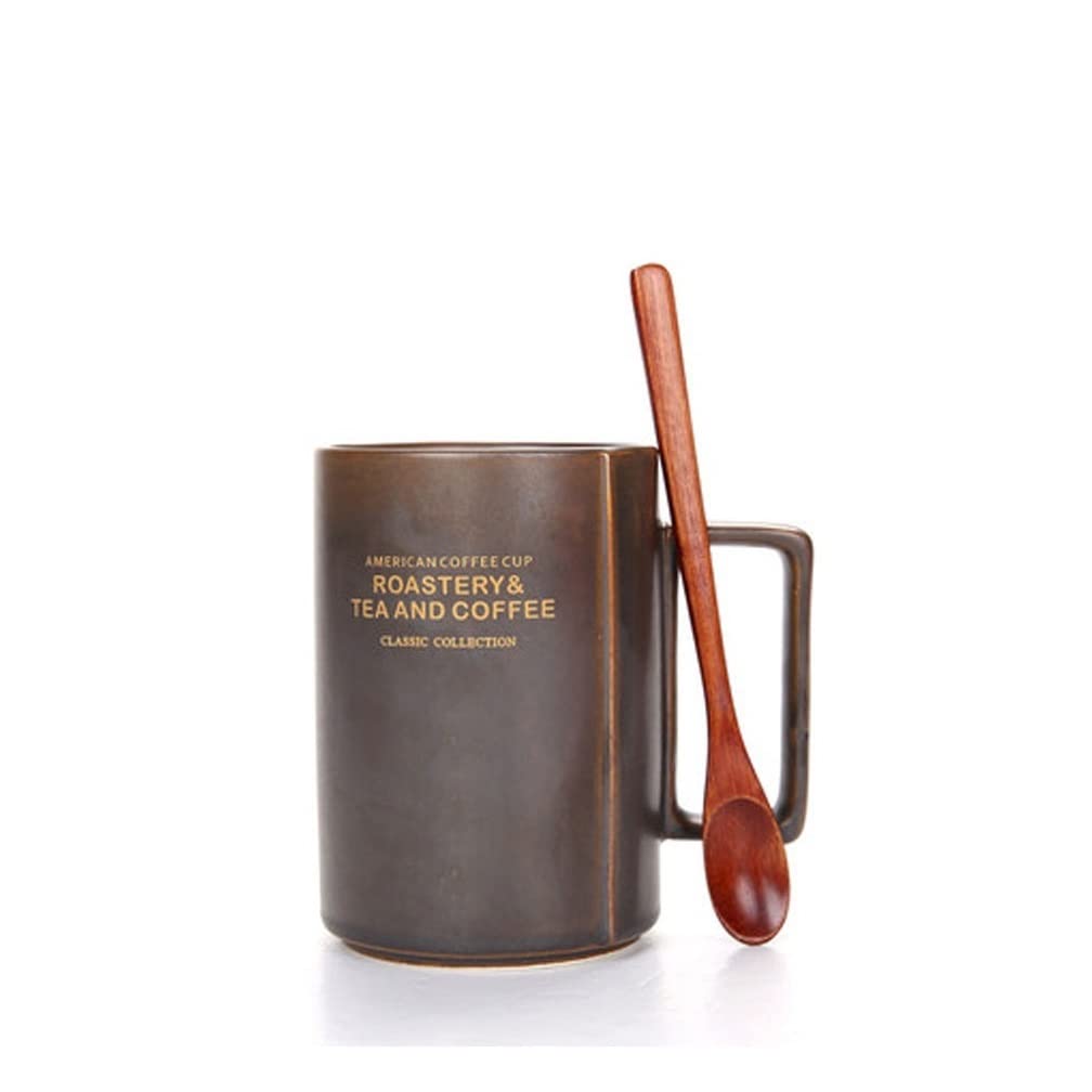 Tazas de Moka Taza para Beber Taza De Café De Cerámica De Estilo Americano Vintage, Taza De Café Artesanal Cambiada Al Horno 440ML, Taza De Té Reutilizable Para Bebidas Frías/calientes Tazas de Desayu