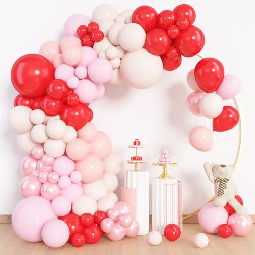 Image of Amandir 153pcs Red and Pink Balloons Arch Garland Kit Different Sizes